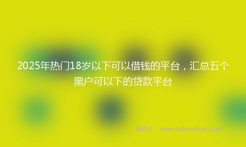 2025年热门18岁以下可以借钱的平台，汇总五个黑户可以下的贷款平台