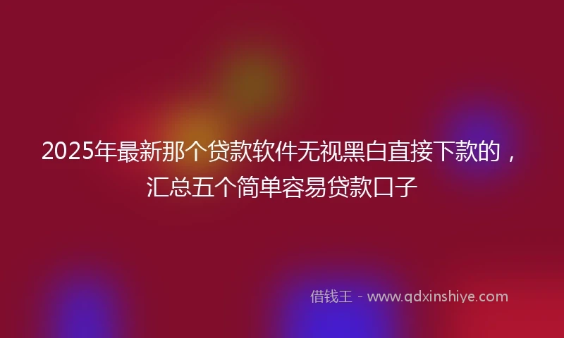 2025年最新那个贷款软件无视黑白直接下款的，汇总五个简单容易贷款口子
