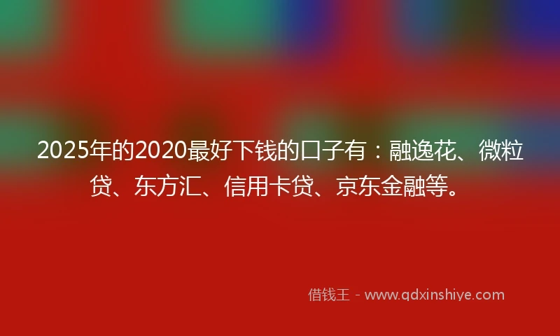 2025年的2020最好下钱的口子有：融逸花、微粒贷、东方汇、信用卡贷、京东金融等。