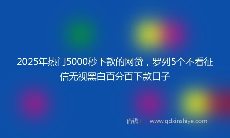 2025年热门5000秒下款的网贷，罗列5个不看征信无视黑白百分百下款口子