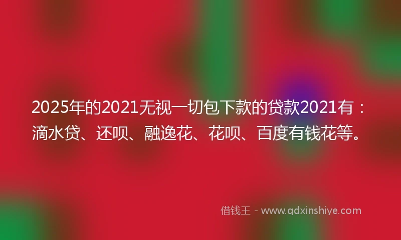 2025年的2021无视一切包下款的贷款2021有：滴水贷、还呗、融逸花、花呗、百度有钱花等。