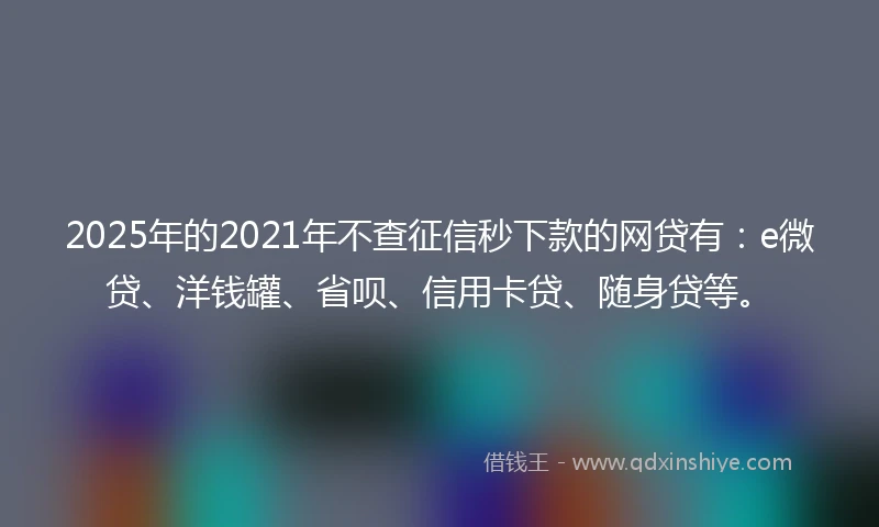 2025年的2021年不查征信秒下款的网贷有：e微贷、洋钱罐、省呗、信用卡贷、随身贷等。