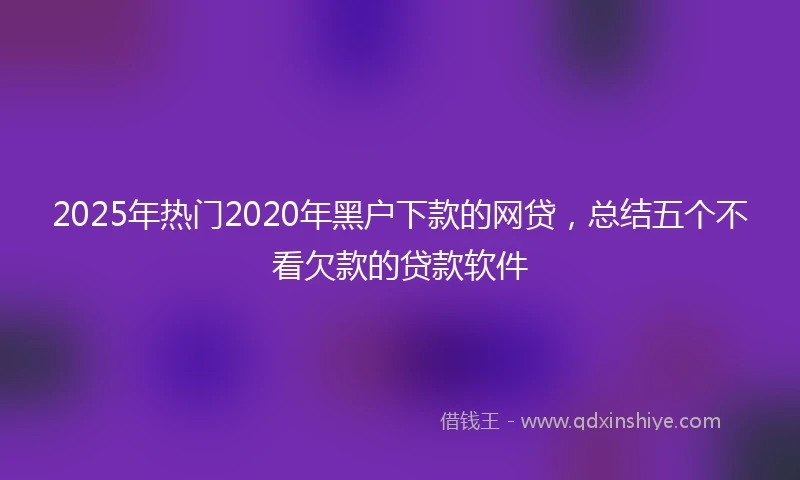 2025年热门2020年黑户下款的网贷，总结五个不看欠款的贷款软件