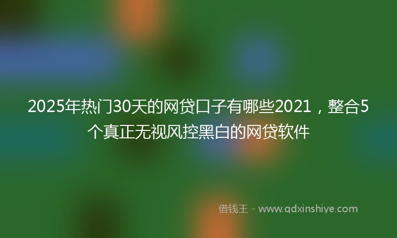 2025年热门30天的网贷口子有哪些2021，整合5个真正无视风控黑白的网贷软件
