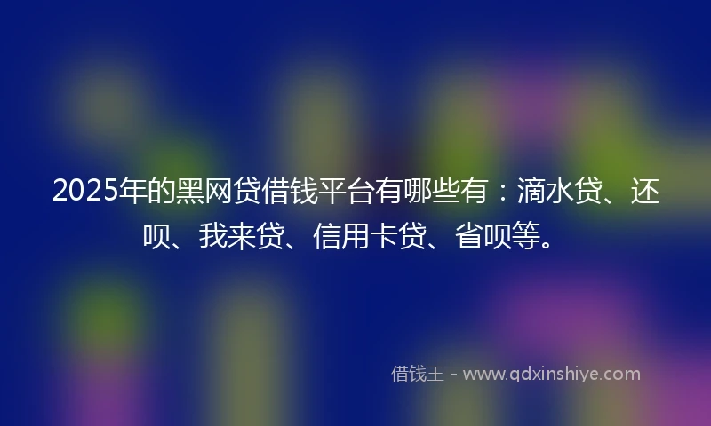 2025年的黑网贷借钱平台有哪些有：滴水贷、还呗、我来贷、信用卡贷、省呗等。