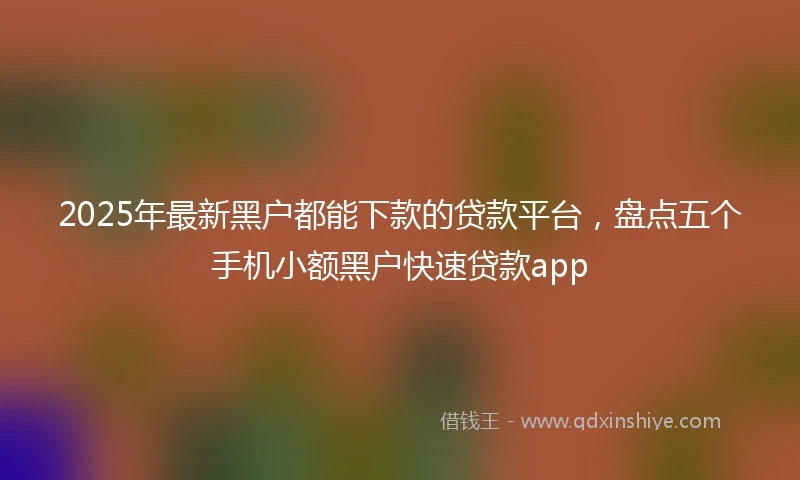 2025年最新黑户都能下款的贷款平台，盘点五个手机小额黑户快速贷款app