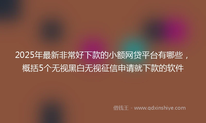 2025年最新非常好下款的小额网贷平台有哪些，概括5个无视黑白无视征信申请就下款的软件