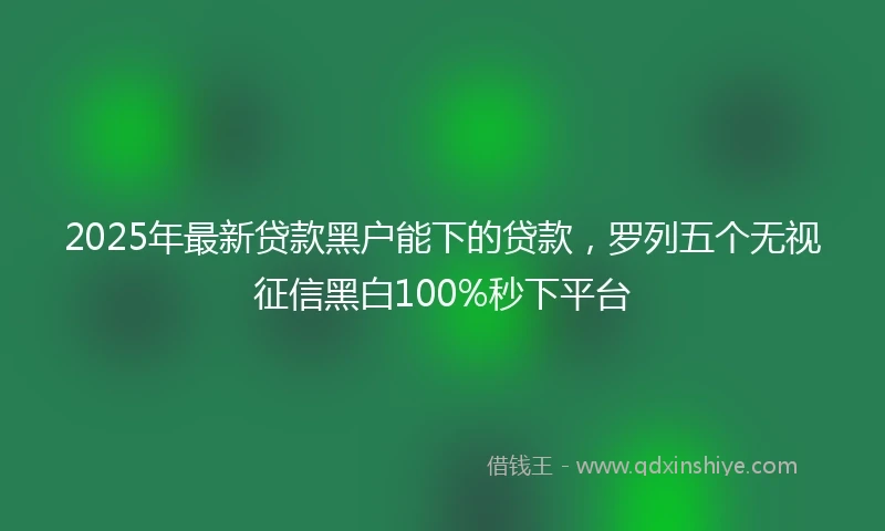 2025年最新贷款黑户能下的贷款，罗列五个无视征信黑白100%秒下平台