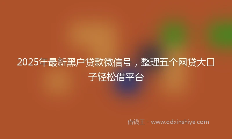 2025年最新黑户贷款微信号，整理五个网贷大口子轻松借平台