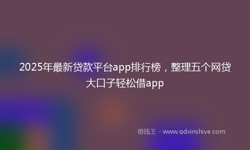 2025年最新贷款平台app排行榜，整理五个网贷大口子轻松借app