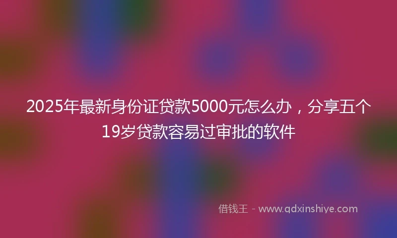 2025年最新身份证贷款5000元怎么办，分享五个19岁贷款容易过审批的软件