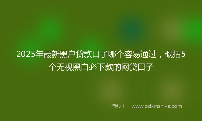 2025年最新黑户贷款口子哪个容易通过，概括5个无视黑白必下款的网贷口子