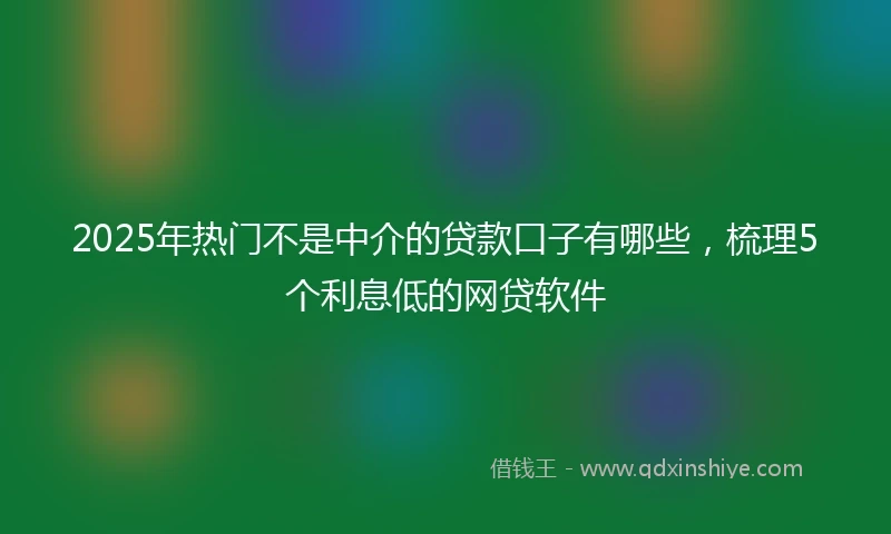 2025年热门不是中介的贷款口子有哪些，梳理5个利息低的网贷软件