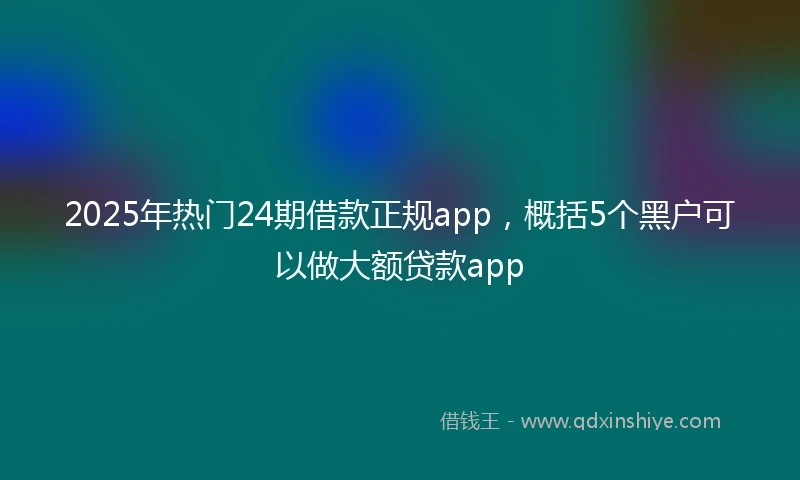 2025年热门24期借款正规app，概括5个黑户可以做大额贷款app