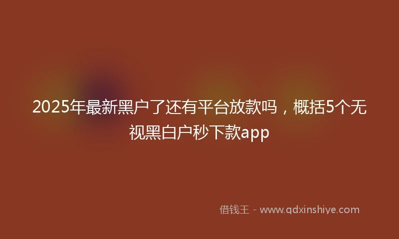 2025年最新黑户了还有平台放款吗，概括5个无视黑白户秒下款app