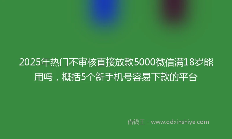 2025年热门不审核直接放款5000微信满18岁能用吗，概括5个新手机号容易下款的平台