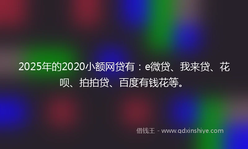 2025年的2020小额网贷有：e微贷、我来贷、花呗、拍拍贷、百度有钱花等。
