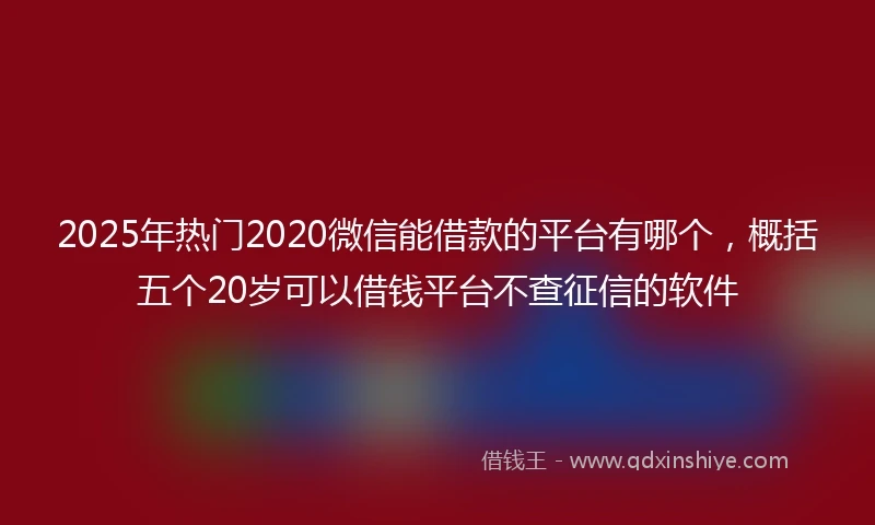 2025年热门2020微信能借款的平台有哪个，概括五个20岁可以借钱平台不查征信的软件