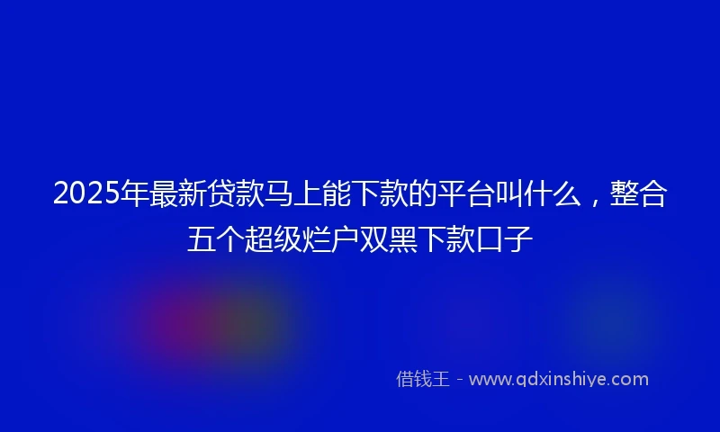 2025年最新贷款马上能下款的平台叫什么，整合五个超级烂户双黑下款口子