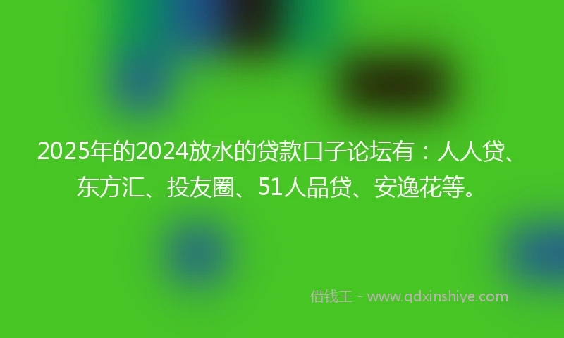 2025年的2024放水的贷款口子论坛有：人人贷、东方汇、投友圈、51人品贷、安逸花等。