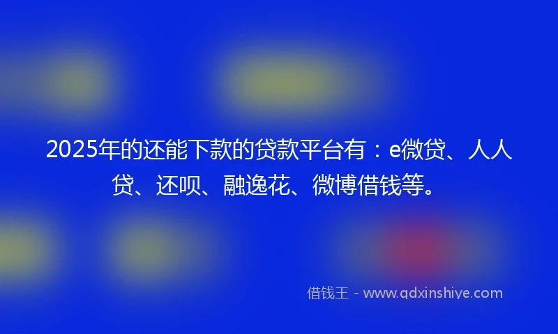 2025年的还能下款的贷款平台有：e微贷、人人贷、还呗、融逸花、微博借钱等。