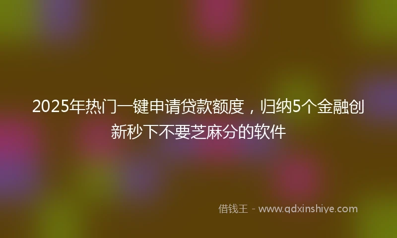 2025年热门一键申请贷款额度，归纳5个金融创新秒下不要芝麻分的软件
