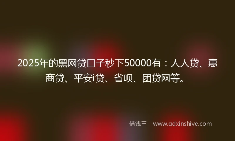 2025年的黑网贷口子秒下50000有：人人贷、惠商贷、平安i贷、省呗、团贷网等。