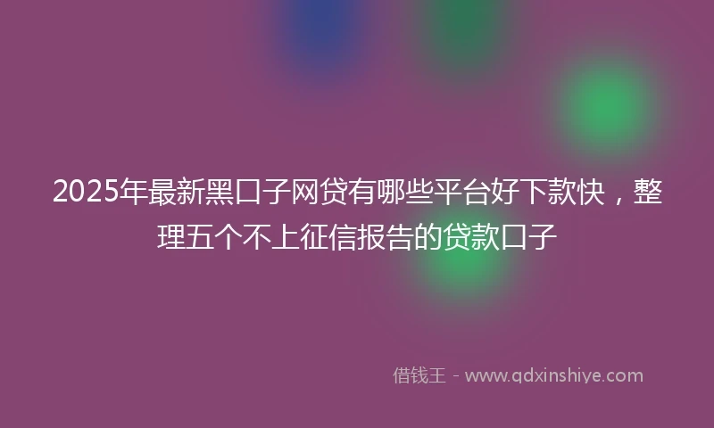 2025年最新黑口子网贷有哪些平台好下款快，整理五个不上征信报告的贷款口子