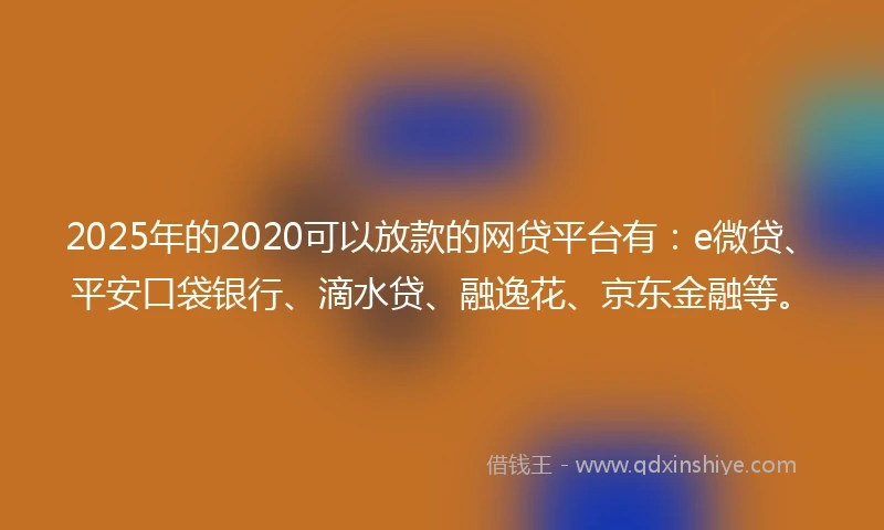 2025年的2020可以放款的网贷平台有：e微贷、平安口袋银行、滴水贷、融逸花、京东金融等。