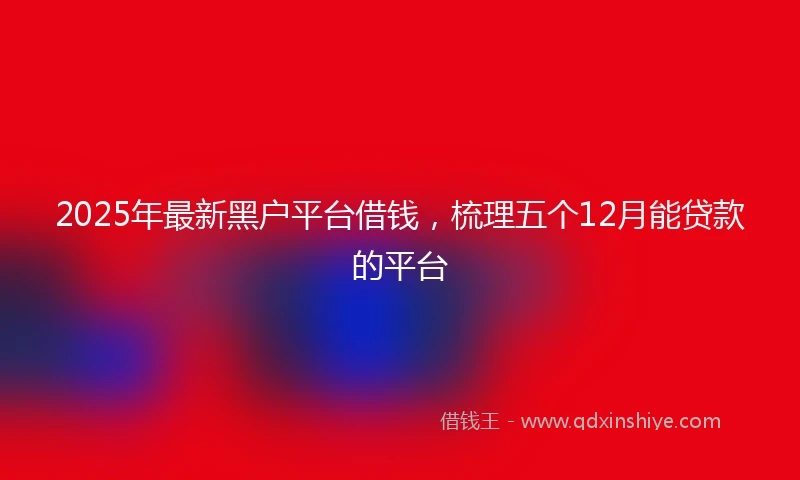 2025年最新黑户平台借钱，梳理五个12月能贷款的平台