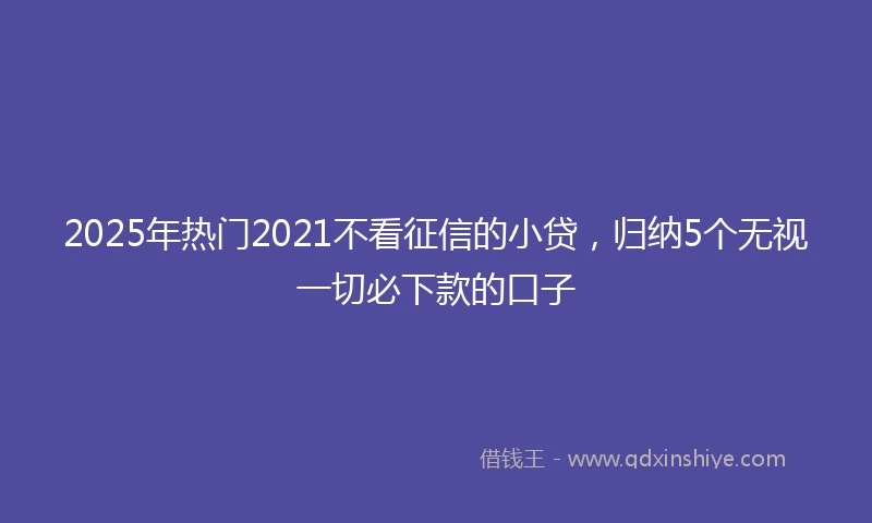 2025年热门2021不看征信的小贷，归纳5个无视一切必下款的口子