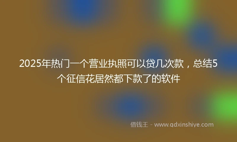 2025年热门一个营业执照可以贷几次款，总结5个征信花居然都下款了的软件