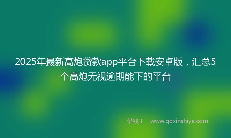 2025年最新高炮贷款app平台下载安卓版，汇总5个高炮无视逾期能下的平台