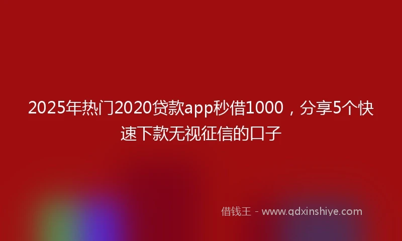 2025年热门2020贷款app秒借1000，分享5个快速下款无视征信的口子
