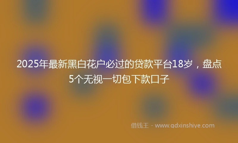 2025年最新黑白花户必过的贷款平台18岁，盘点5个无视一切包下款口子