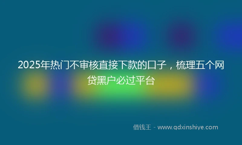 2025年热门不审核直接下款的口子，梳理五个网贷黑户必过平台