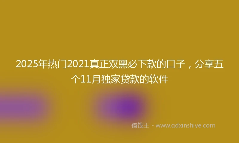 2025年热门2021真正双黑必下款的口子，分享五个11月独家贷款的软件