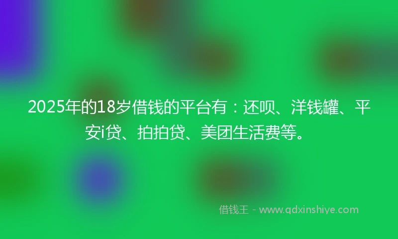 2025年的18岁借钱的平台有：还呗、洋钱罐、平安i贷、拍拍贷、美团生活费等。
