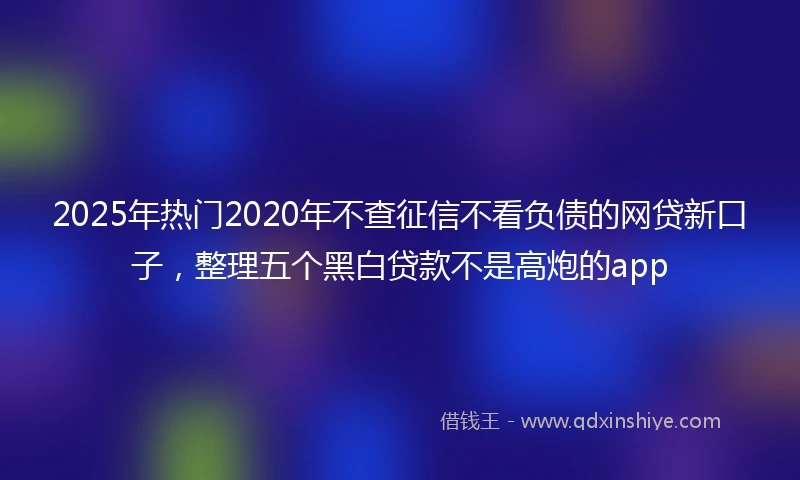 2025年热门2020年不查征信不看负债的网贷新口子，整理五个黑白贷款不是高炮的app