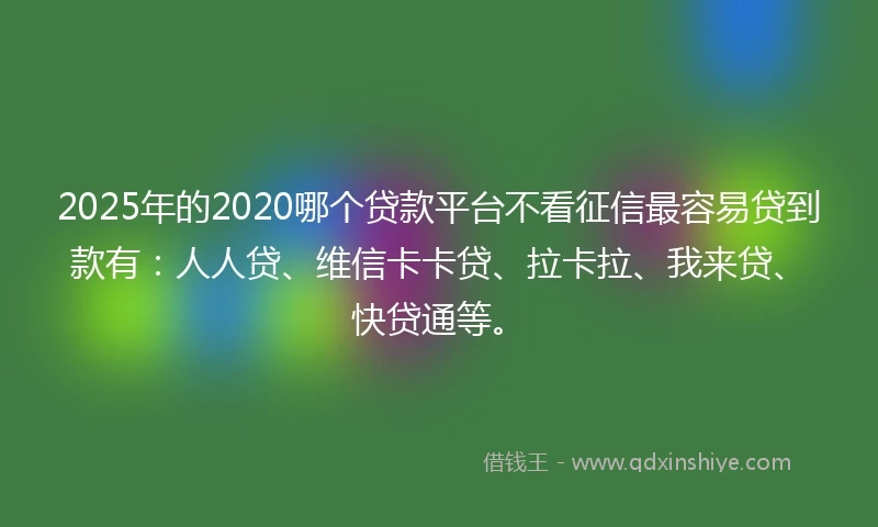 2025年的2020哪个贷款平台不看征信最容易贷到款有：人人贷、维信卡卡贷、拉卡拉、我来贷、快贷通等。