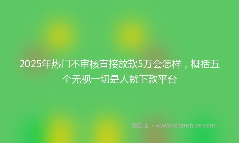 2025年热门不审核直接放款5万会怎样，概括五个无视一切是人就下款平台