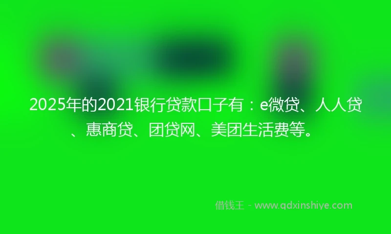 2025年的2021银行贷款口子有：e微贷、人人贷、惠商贷、团贷网、美团生活费等。