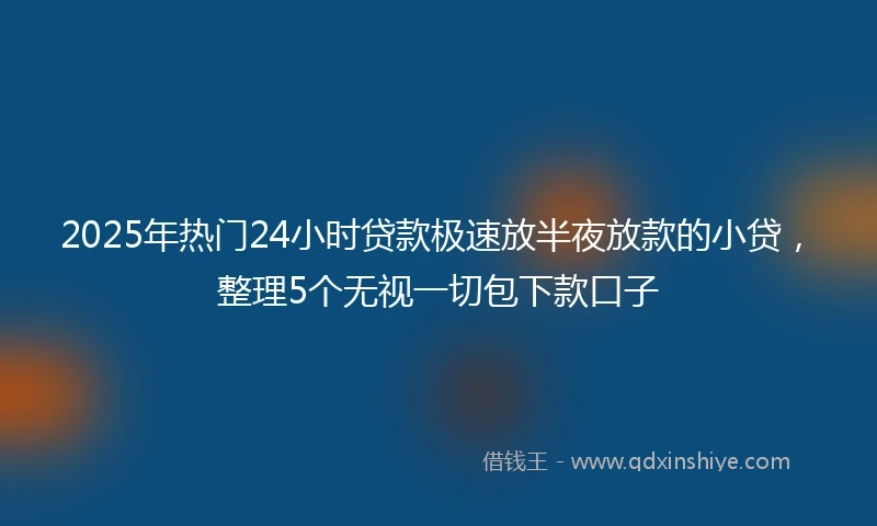2025年热门24小时贷款极速放半夜放款的小贷，整理5个无视一切包下款口子