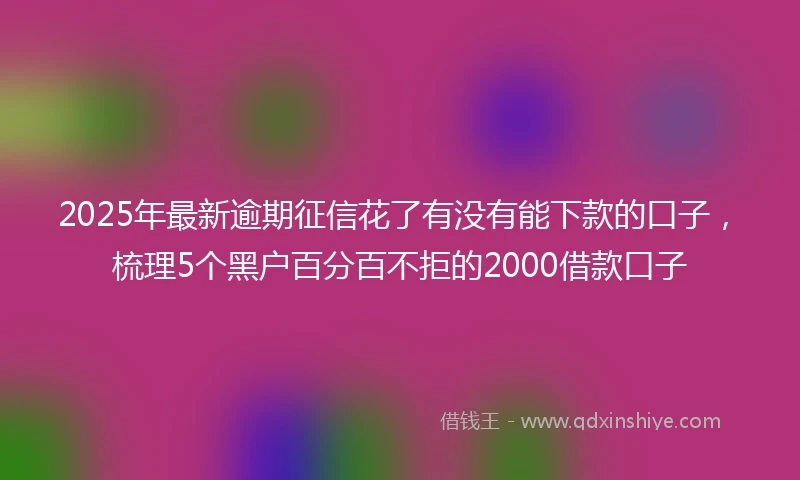 2025年最新逾期征信花了有没有能下款的口子，梳理5个黑户百分百不拒的2000借款口子