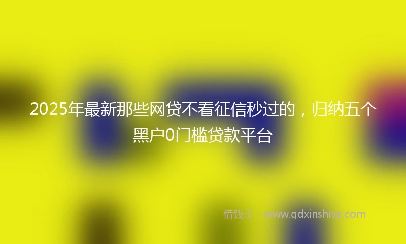 2025年最新那些网贷不看征信秒过的，归纳五个黑户0门槛贷款平台