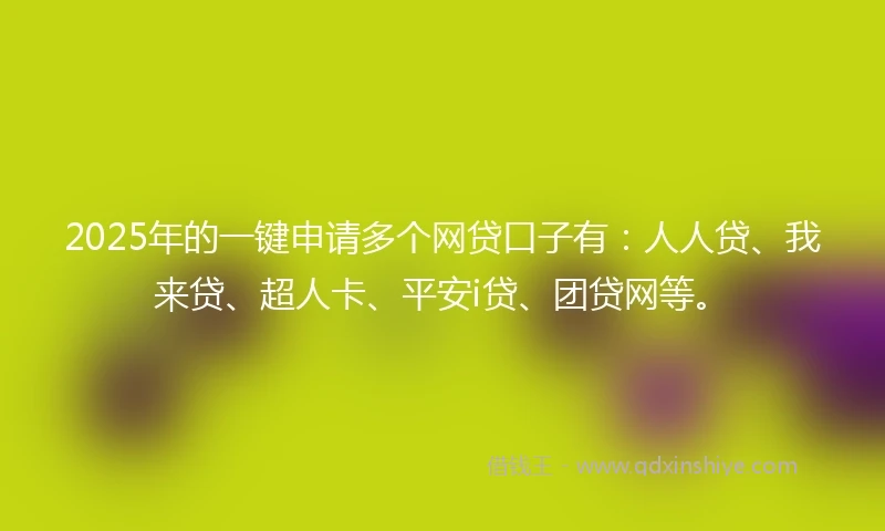2025年的一键申请多个网贷口子有：人人贷、我来贷、超人卡、平安i贷、团贷网等。