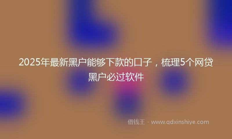 2025年最新黑户能够下款的口子，梳理5个网贷黑户必过软件
