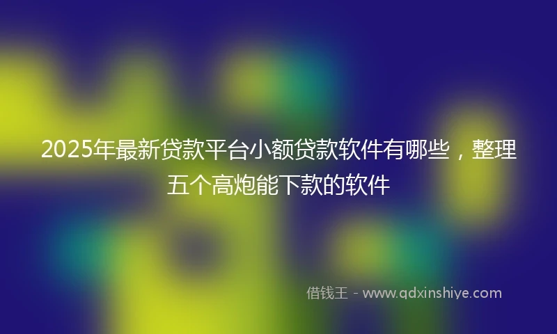2025年最新贷款平台小额贷款软件有哪些，整理五个高炮能下款的软件