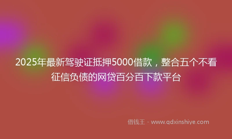 2025年最新驾驶证抵押5000借款，整合五个不看征信负债的网贷百分百下款平台