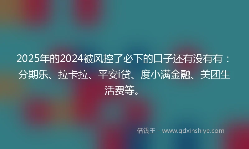 2025年的2024被风控了必下的口子还有没有有：分期乐、拉卡拉、平安i贷、度小满金融、美团生活费等。